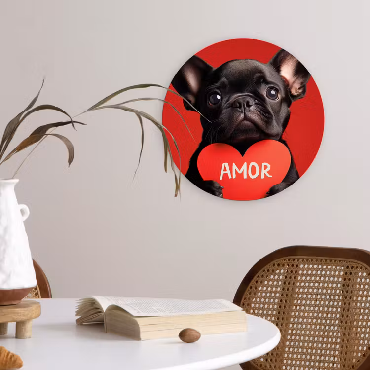 Amor - Hond - Hartje - Rood Wandcirkel plexiglas klein -sfeer4