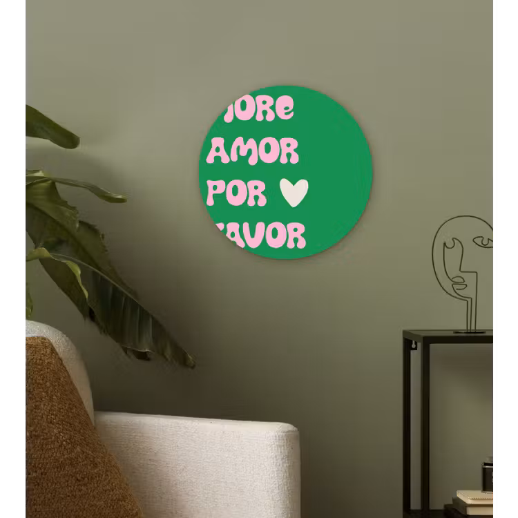 Amor - Valentijn - Groen - Tekst Wandcirkel plexiglas klein -sfeer3