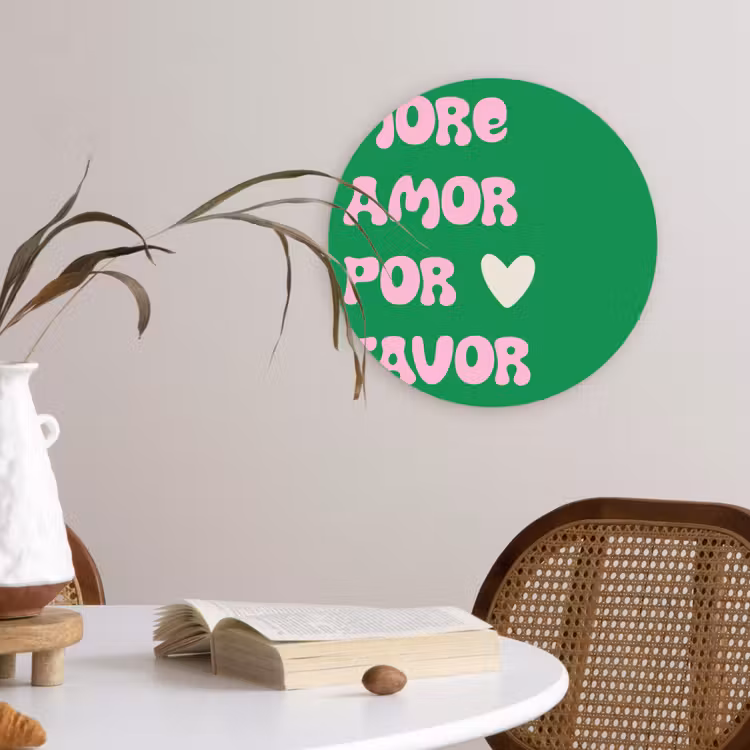 Amor - Valentijn - Groen - Tekst Wandcirkel plexiglas klein -sfeer4