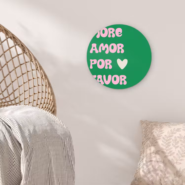 Amor - Valentijn - Groen - Tekst Wandcirkel plexiglas klein -sfeer5