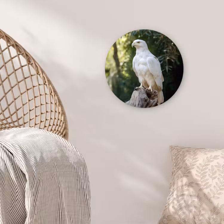 Arend - Hout - Wit - Planten Wandcirkel plexiglas klein -sfeer5