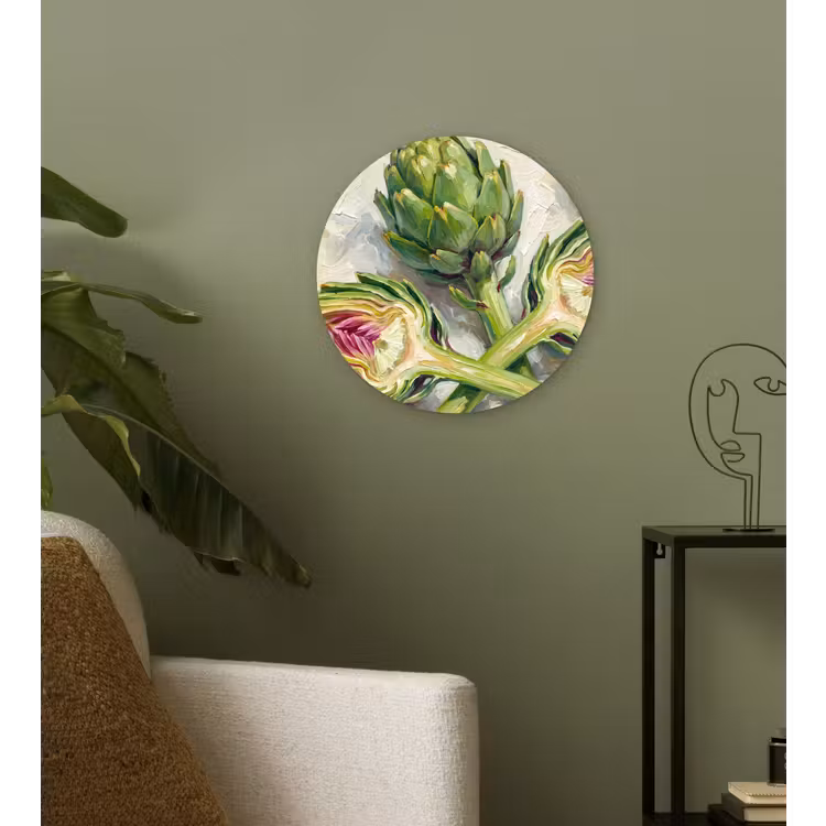 Muurcirkel glas - Artisjok - Citroen - Eten - Artisjok - Citroen - Eten Wandcirkel plexiglas klein