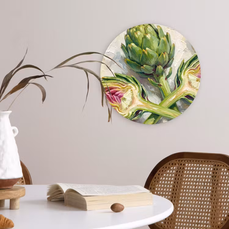 Muurcirkel glas - Artisjok - Citroen - Eten - Artisjok - Citroen - Eten Wandcirkel plexiglas klein