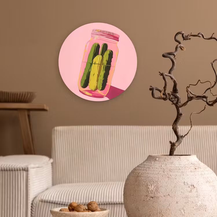 Augurken - Pot - Schaduw - Roze Wandcirkel plexiglas klein -sfeer1