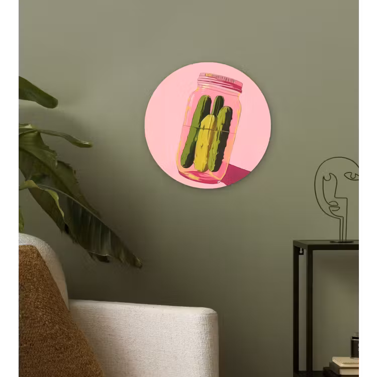 Augurken - Pot - Schaduw - Roze Wandcirkel plexiglas klein -sfeer3