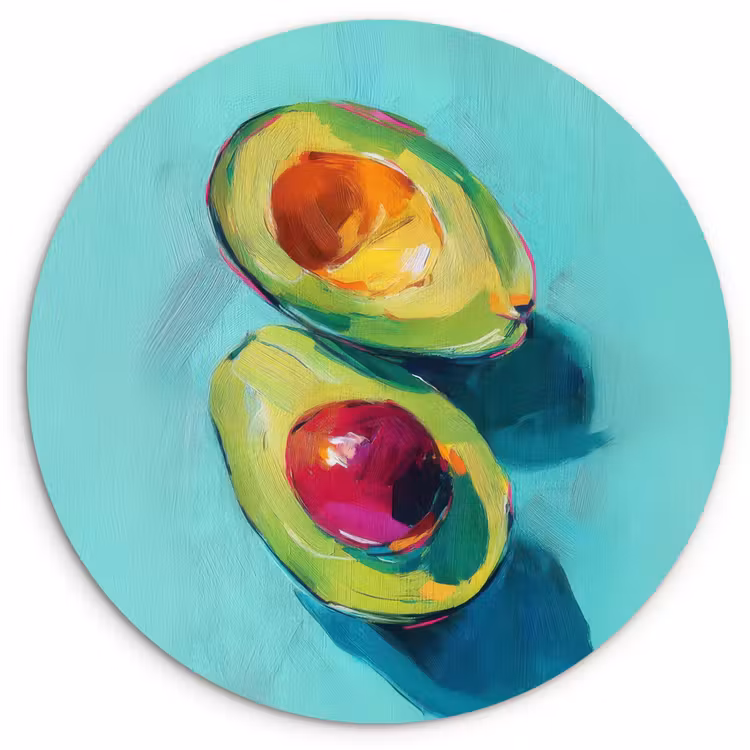 Avocado - Groen - Pit - Schaduw Wandcirkel plexiglas klein -3d