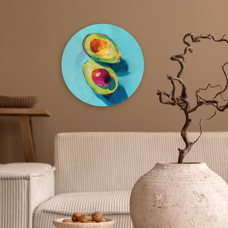 Avocado - Groen - Pit - Schaduw Wandcirkel plexiglas klein -sfeer1