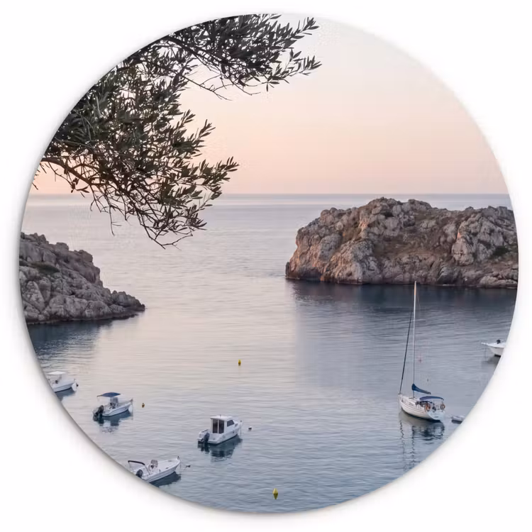 Muurcirkel glas - Baai - boten - zonsondergang - Baai - boten - zonsondergang Wandcirkel plexiglas klein