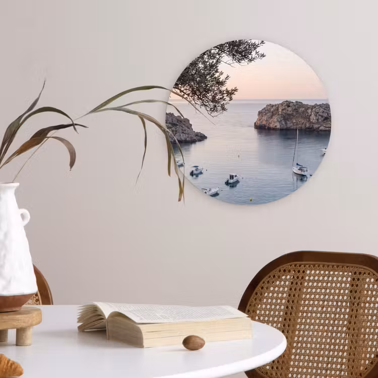 Muurcirkel glas - Baai - boten - zonsondergang - Baai - boten - zonsondergang Wandcirkel plexiglas klein