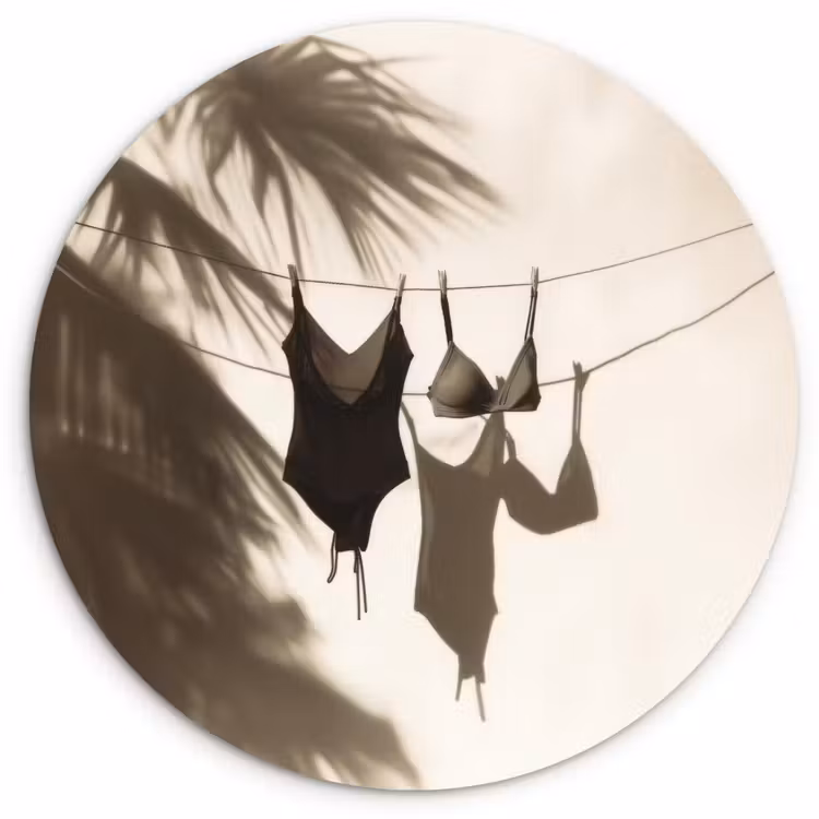 Badkleding - Palmbomen - Schaduw - Tropisch Wandcirkel plexiglas klein -3d