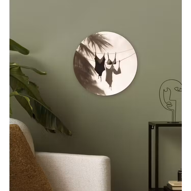 Badkleding - Palmbomen - Schaduw - Tropisch Wandcirkel plexiglas klein -sfeer3