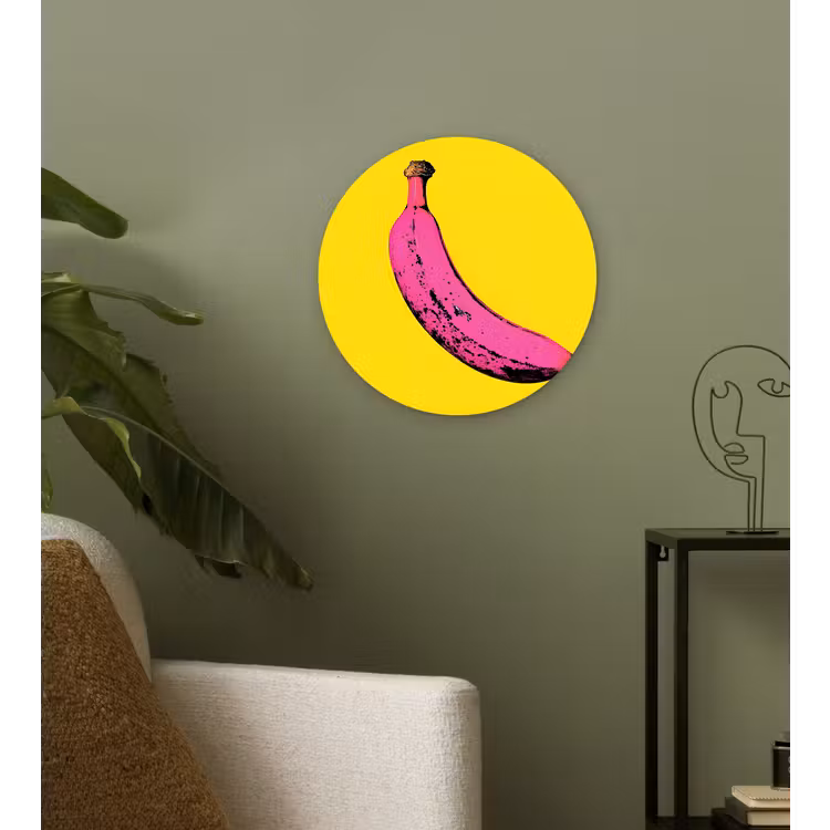 Banaan - Grafisch - Geel Wandcirkel plexiglas klein -sfeer3