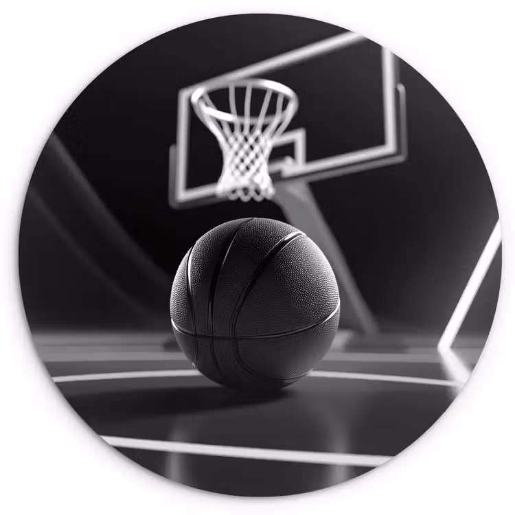 Basketbal - Basketbalveld - Lichtlijnen Wandcirkel plexiglas klein -3d