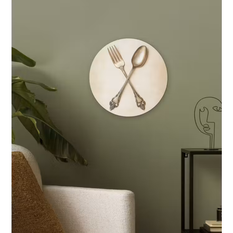 Beige - Vintage - Bestek Wandcirkel plexiglas klein -sfeer3