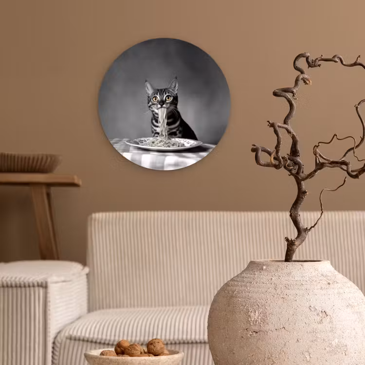 Bengaal - Kat - Tafelkleed - Zwart - Wit - Dier Wandcirkel plexiglas klein -sfeer1