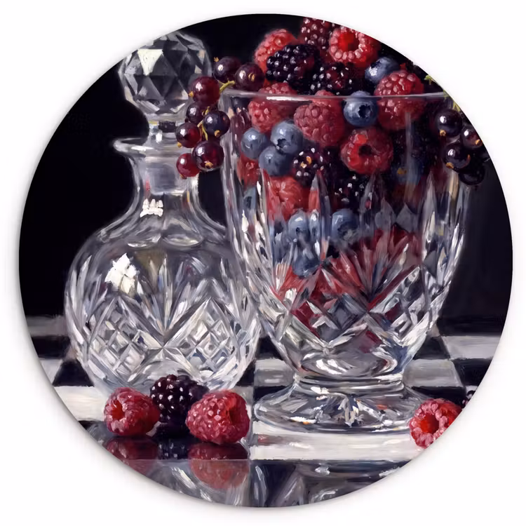 Muurcirkel glas - Bessen - Kristal - Stilleven - Bessen - Kristal - Stilleven Wandcirkel plexiglas klein