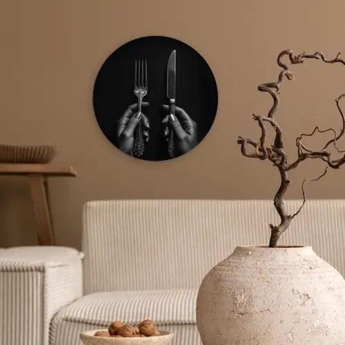 Bestek - Zwart - Wit Wandcirkel plexiglas klein -sfeer1