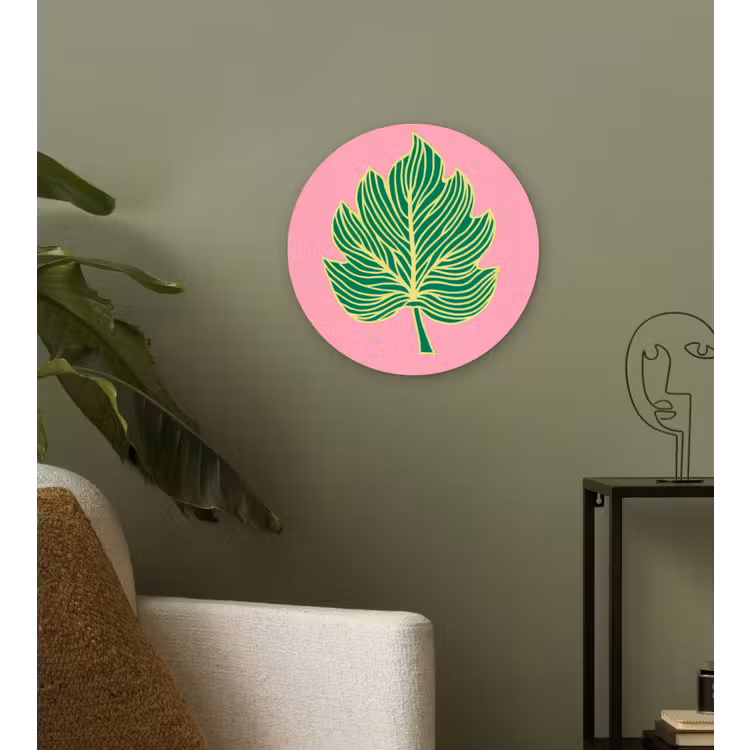 Blad - Groen - Illustratie - Minimalistisch Wandcirkel plexiglas klein -sfeer3