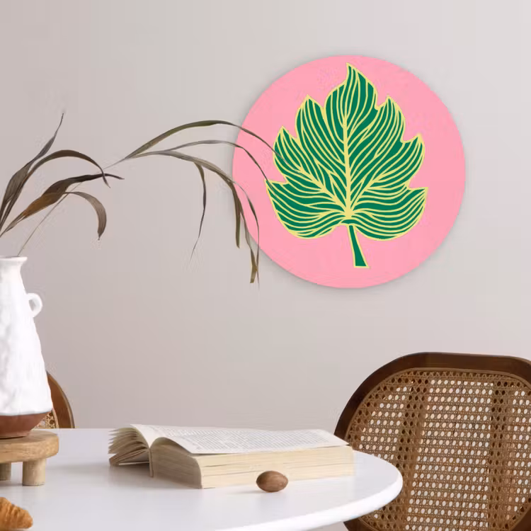 Blad - Groen - Illustratie - Minimalistisch Wandcirkel plexiglas klein -sfeer4