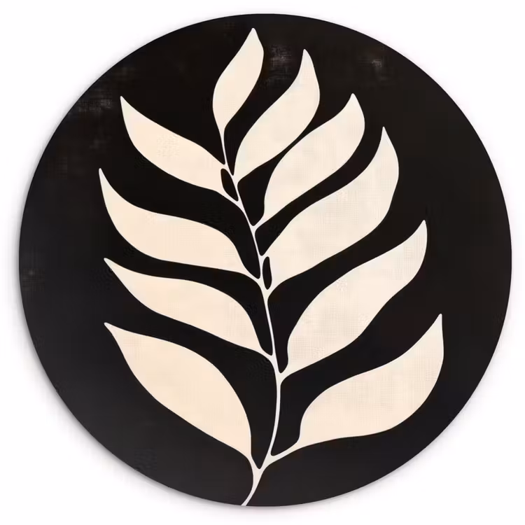 Blad - Wit - Minimalistisch Wandcirkel plexiglas klein -3d