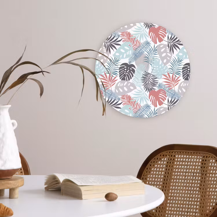 Bladeren - Jungle - Pastel - Tropisch Wandcirkel plexiglas klein -sfeer4