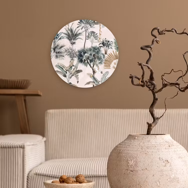 Bladeren - Monstera - Jungle - Tropical Wandcirkel plexiglas klein -sfeer1