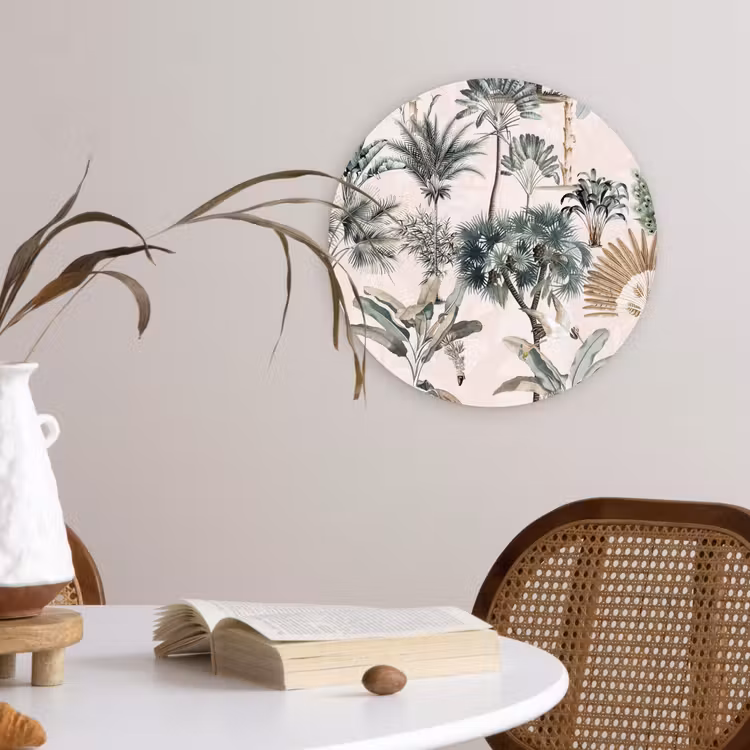 Bladeren - Monstera - Jungle - Tropical Wandcirkel plexiglas klein -sfeer4