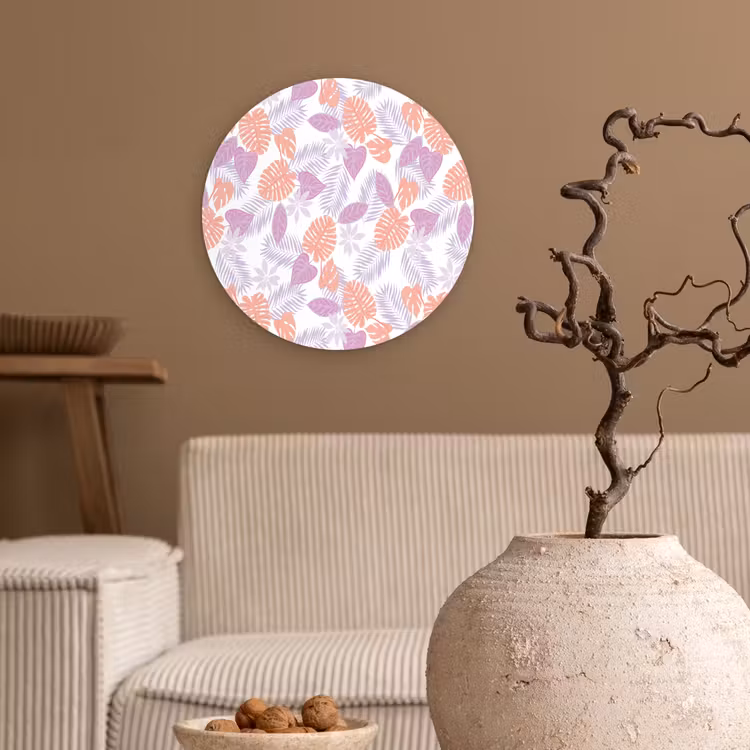 Bladeren - Pastelkleuren - Tropisch Wandcirkel plexiglas klein 852 -sfeer1
