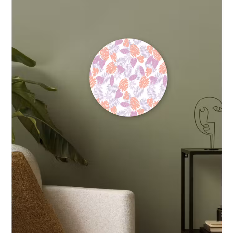 Bladeren - Pastelkleuren - Tropisch Wandcirkel plexiglas klein 852 -sfeer3