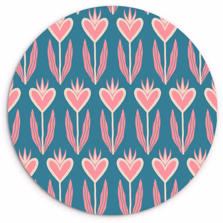 Blauw - Retro - Patroon - Hartjes Wandcirkel plexiglas klein 852 -3d