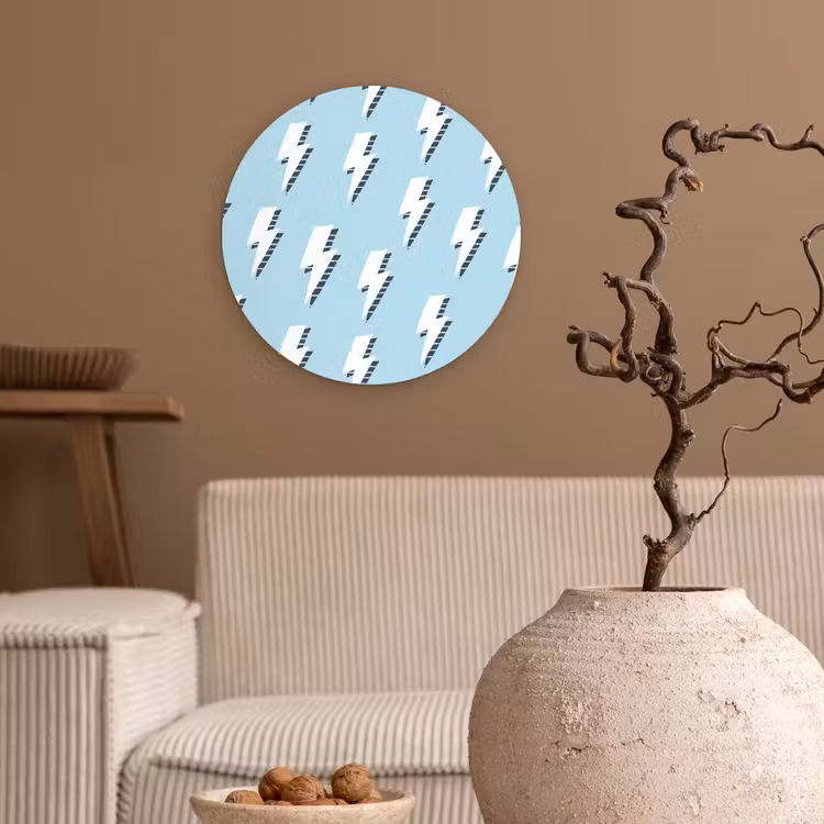 Blauw - Wit - Patroon - Bliksem Wandcirkel plexiglas klein 852 -sfeer1