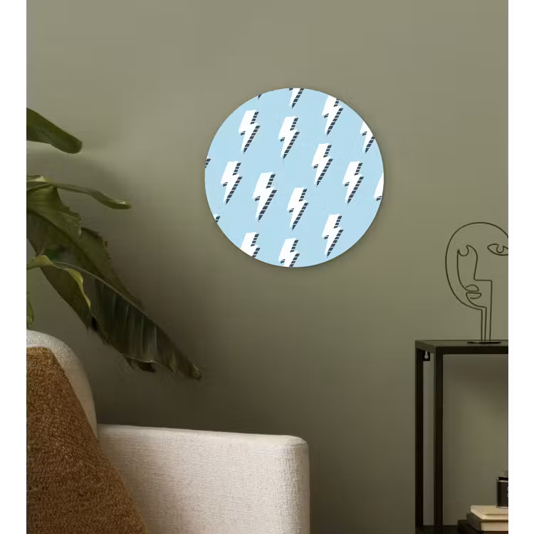 Blauw - Wit - Patroon - Bliksem Wandcirkel plexiglas klein 852 -sfeer3