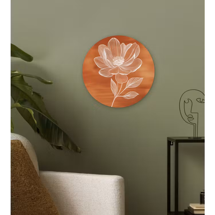 Bloem - Minimalistisch - Wit Wandcirkel plexiglas klein -sfeer3