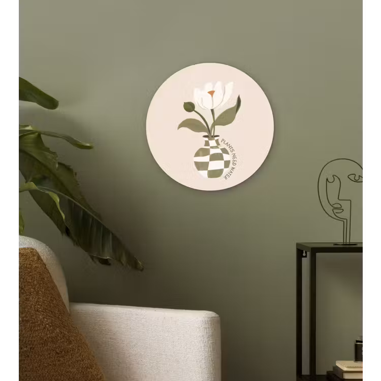 Bloem - Wit - Vaas - Quote Wandcirkel plexiglas klein -sfeer3
