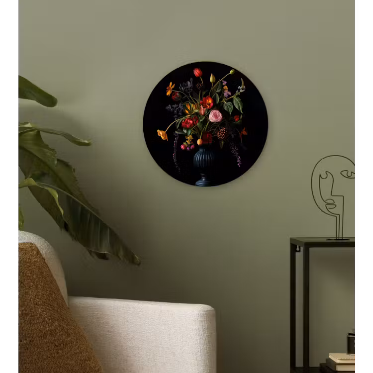 Bloemen - Bessen - Klassiek Wandcirkel plexiglas klein -sfeer3
