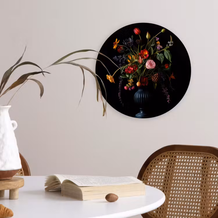 Bloemen - Bessen - Klassiek Wandcirkel plexiglas klein -sfeer4