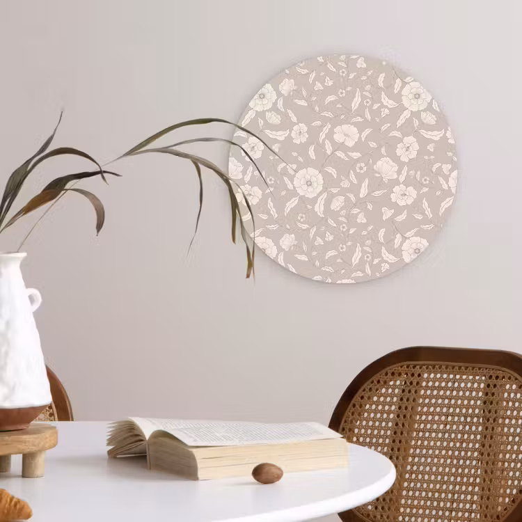 Bloemen - Blaadjes - Patroon Wandcirkel plexiglas klein 852 -sfeer4