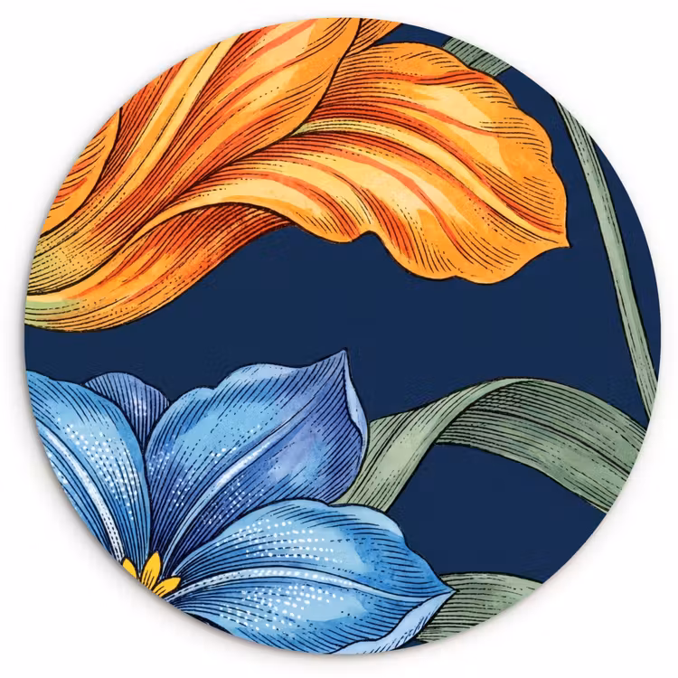 Muurcirkel glas - Bloemen - Botanisch - Patroon - Bloemen - Botanisch - Patroon Wandcirkel plexiglas klein