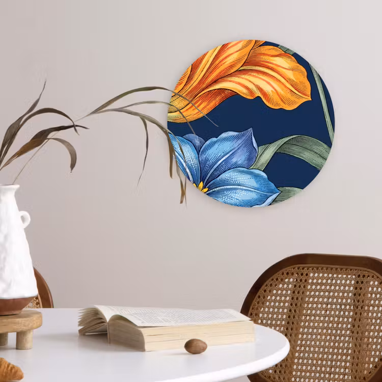 Muurcirkel glas - Bloemen - Botanisch - Patroon - Bloemen - Botanisch - Patroon Wandcirkel plexiglas klein