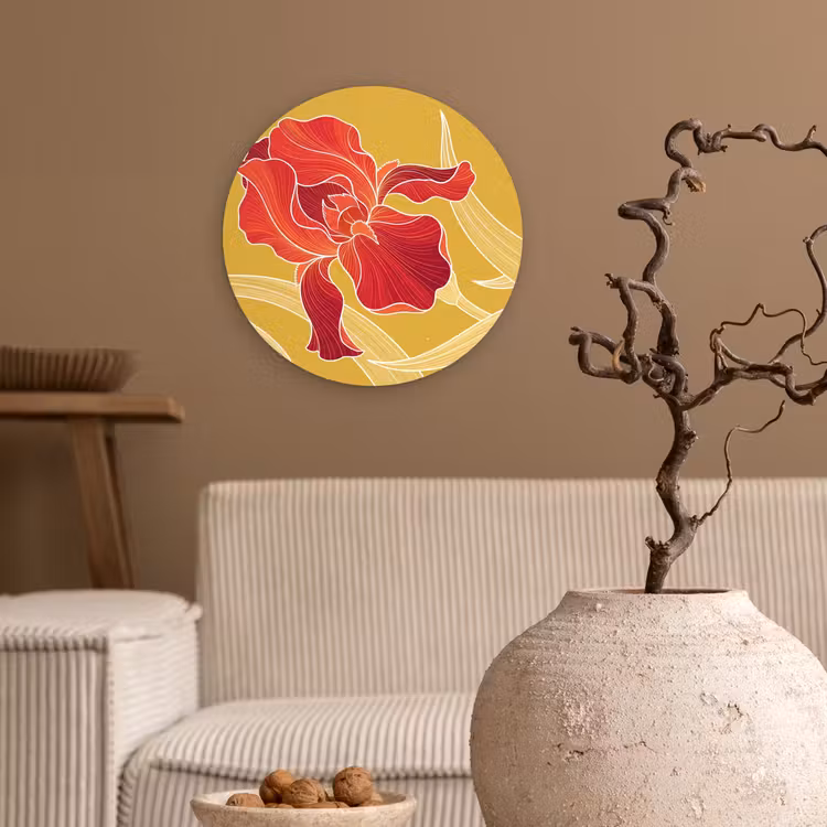 Muurcirkel glas - Bloemen - Illustratie - Rood - Bloemen - Illustratie - Rood Wandcirkel plexiglas klein