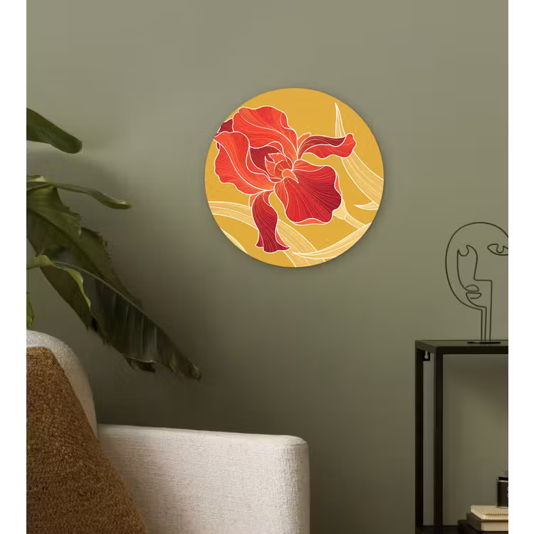 Muurcirkel glas - Bloemen - Illustratie - Rood - Bloemen - Illustratie - Rood Wandcirkel plexiglas klein