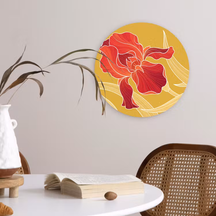 Muurcirkel glas - Bloemen - Illustratie - Rood - Bloemen - Illustratie - Rood Wandcirkel plexiglas klein