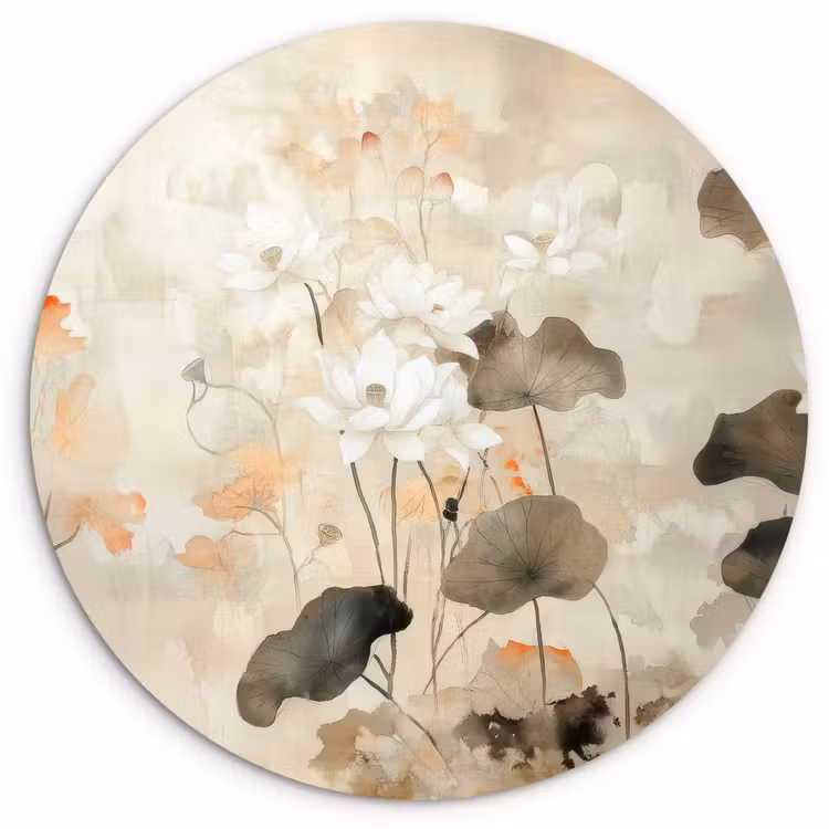 Bloemen - Japandi - Wabi sabi Wandcirkel plexiglas klein -3d