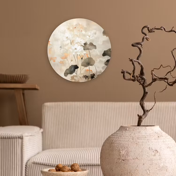 Bloemen - Japandi - Wabi sabi Wandcirkel plexiglas klein -sfeer1