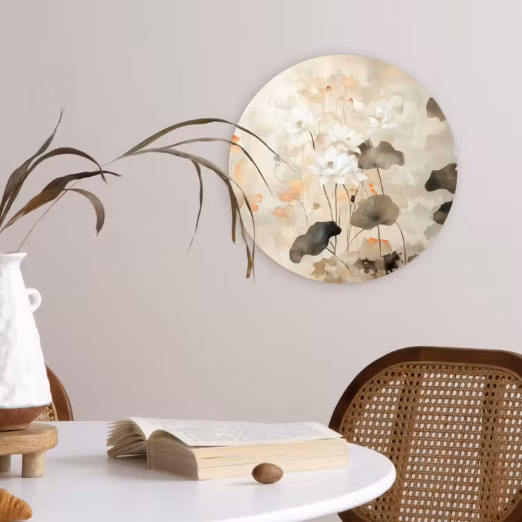 Bloemen - Japandi - Wabi sabi Wandcirkel plexiglas klein -sfeer4