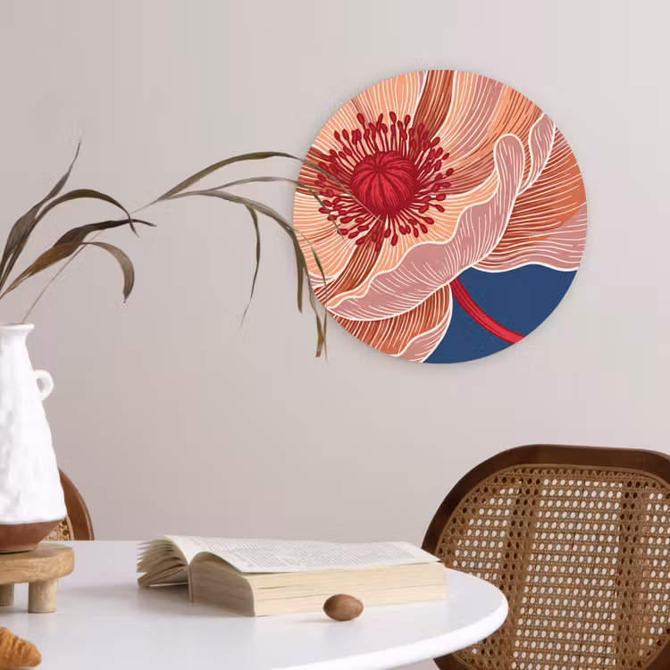 Muurcirkel glas - Bloemen - Modern - Abstract - Bloemen - Modern - Abstract Wandcirkel plexiglas klein