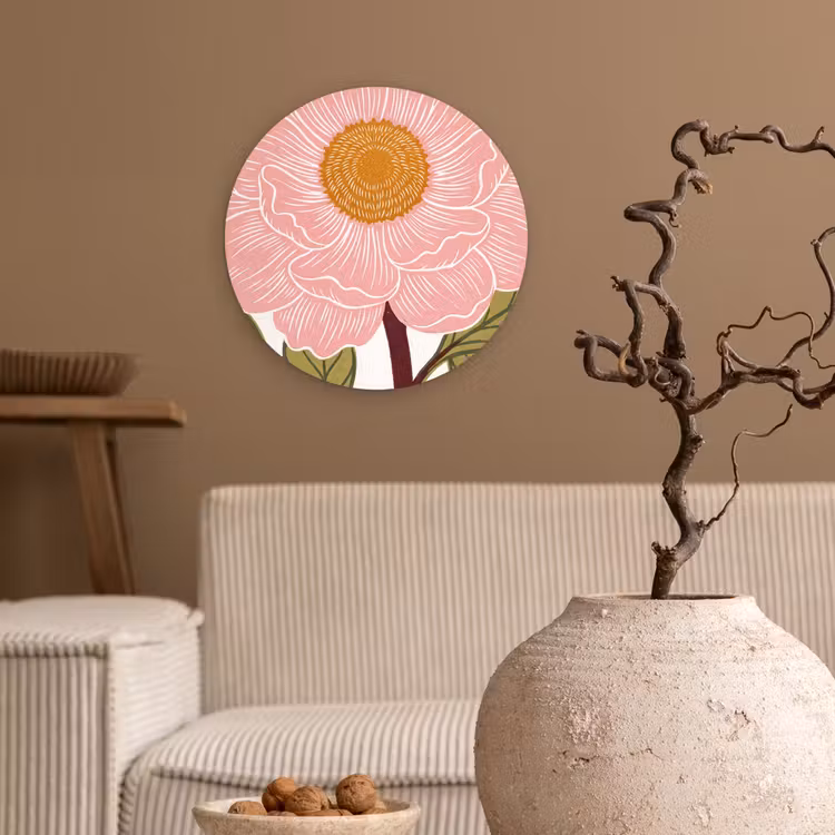 Muurcirkel glas - Bloemen - Roze - Illustratie - Bloemen - Roze - Illustratie Wandcirkel plexiglas klein