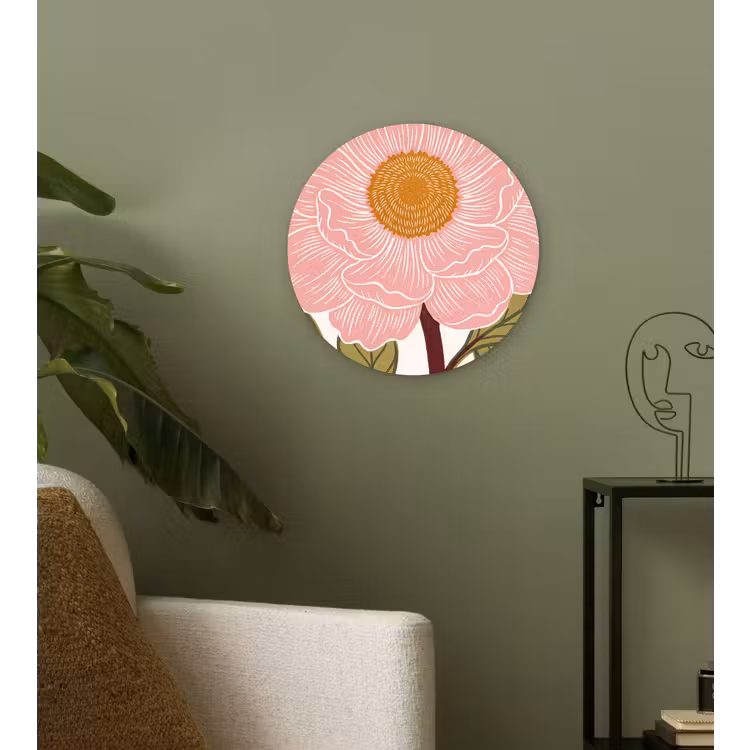 Muurcirkel glas - Bloemen - Roze - Illustratie - Bloemen - Roze - Illustratie Wandcirkel plexiglas klein