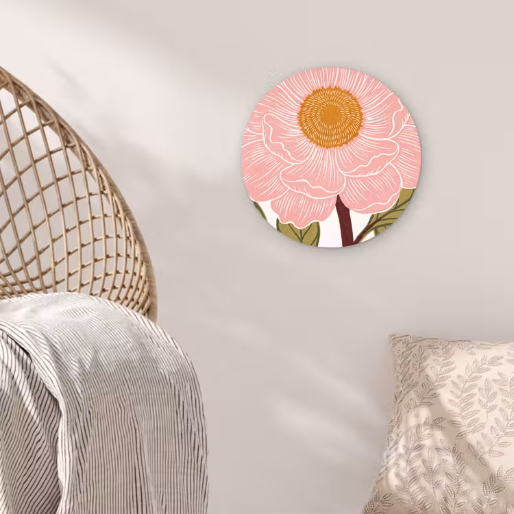 Muurcirkel glas - Bloemen - Roze - Illustratie - Bloemen - Roze - Illustratie Wandcirkel plexiglas klein