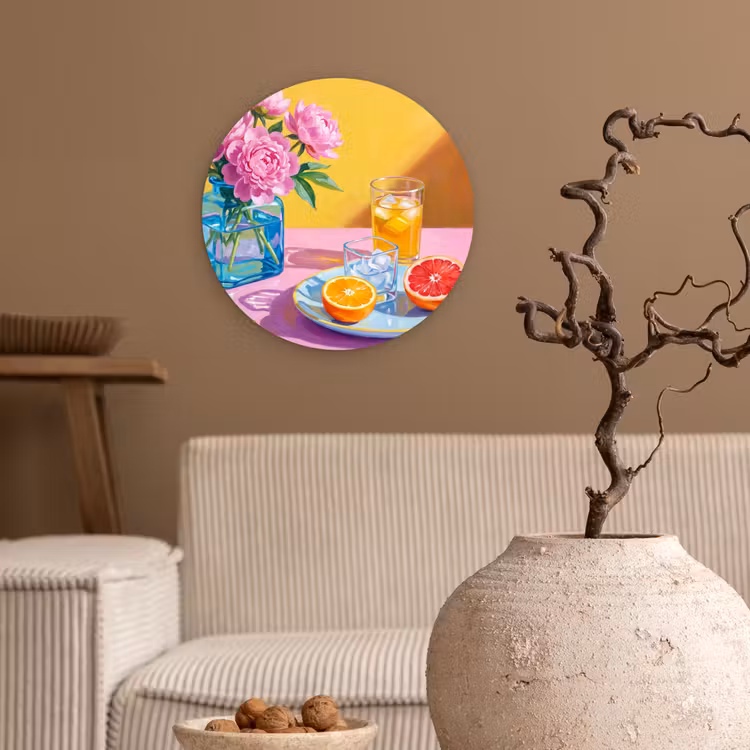 Muurcirkel glas - Bloemen - Roze - Modern - Bloemen - Roze - Modern Wandcirkel plexiglas klein